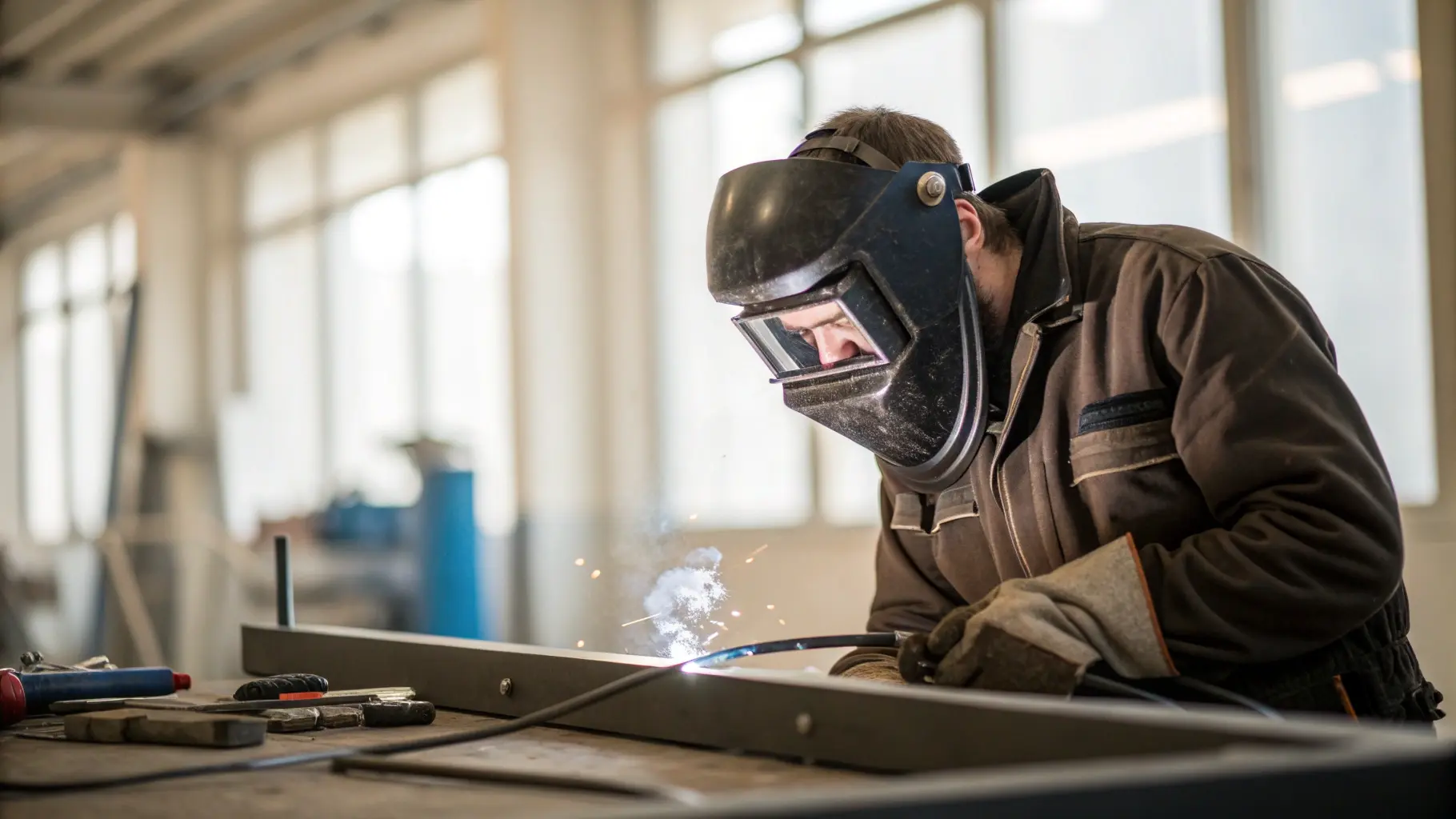 Сварщик ручной дуговой сварки плавящимся покрытым электродом